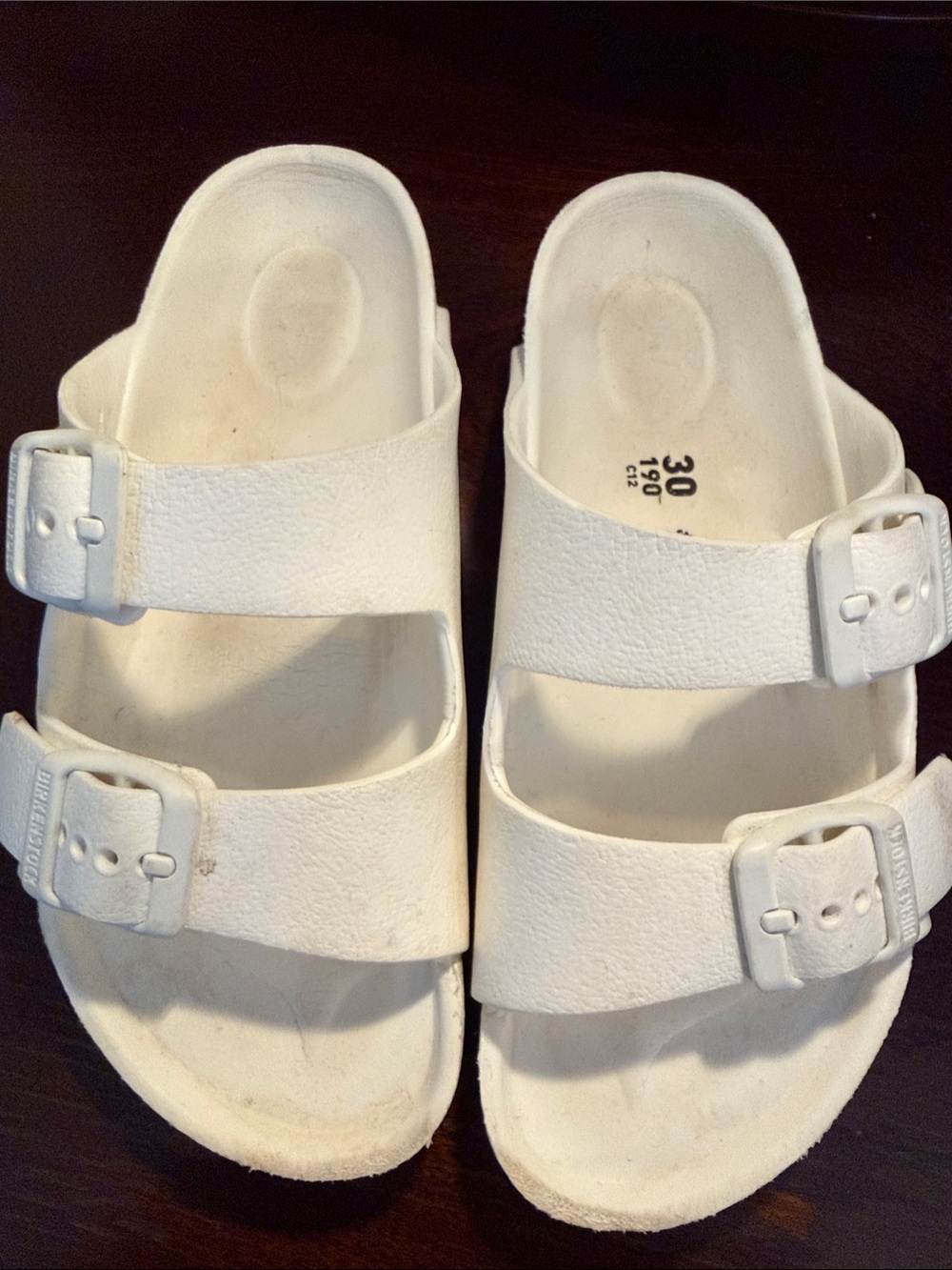 Kids white Arizona Birks size 30